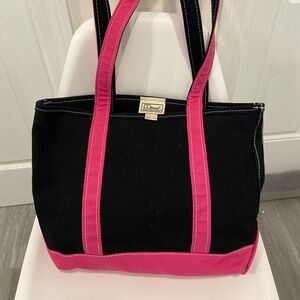 LL Bean Boat Tote in CUSTOM COLORS Pink Black Long Handles